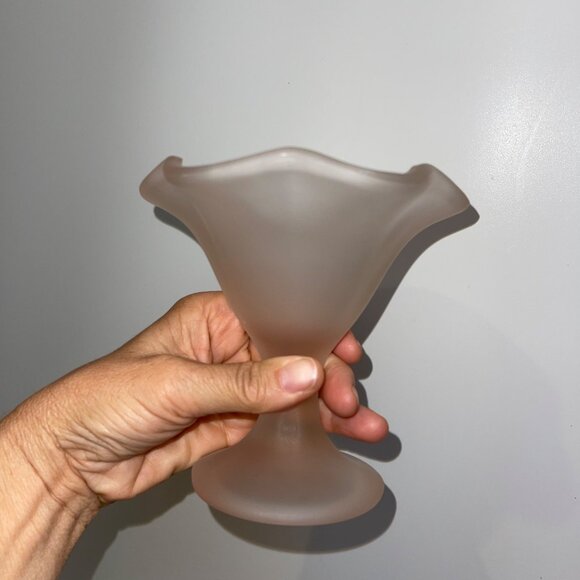 Fidenza Primavera Vintage Cups Pink Satin Frosted Dessert Set of 4 Italy - Picture 3 of 6